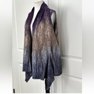ART OF CLOTH size L Crinkle Woven Open Front Godet Vest GORGEOUS